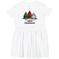 thumbnail image 3 of Inktastic Country Christmas Plaid Trees Girls Toddler Dress, 3 of 5
