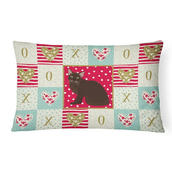 Carolines Treasures CK5747PW1216 Burmese Cat Love Canvas Fabric Decorative Pillow, 12H x16W, multicolor