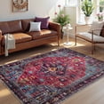 thumbnail image 3 of Lahome Decor 3'x5' Area Rug for Living Room,Machine Washable Non Slip Inside Floor Mat,Vintage Rug,Low Pile Lightweight Vintage Rug for Bedroom Dining Room Office Farmhouse,Purple, 3 of 9