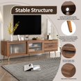 thumbnail image 4 of Paproos TV Stand for 75"-80" TV, Modern Entertainment Center with 2 Drawers & Storage Cabinet, 70” Television Stand with 2 Glass Doors, TV Console Table for Living Room, Bedroom, Walnut, 4 of 12