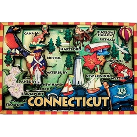 - Connecticut Cartoon Map Fridge Magnet