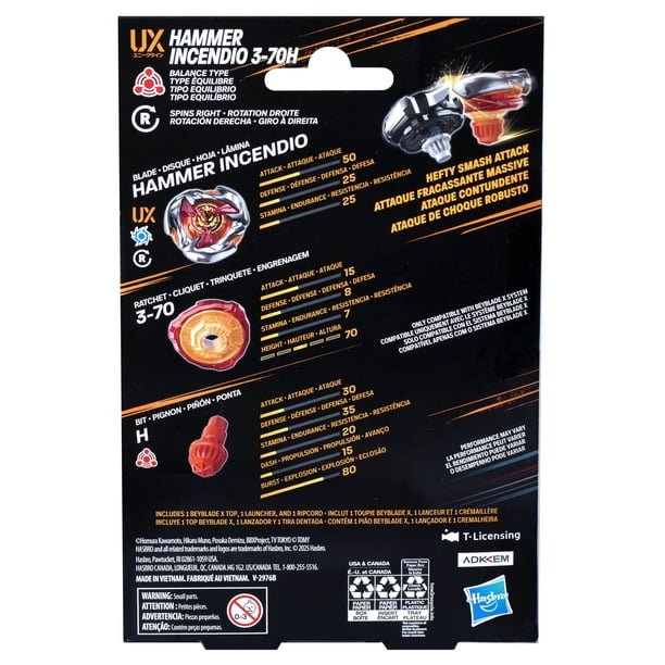 Beyblade X Hammer Incendio 3-70H UX Starter Pack Set with Balance