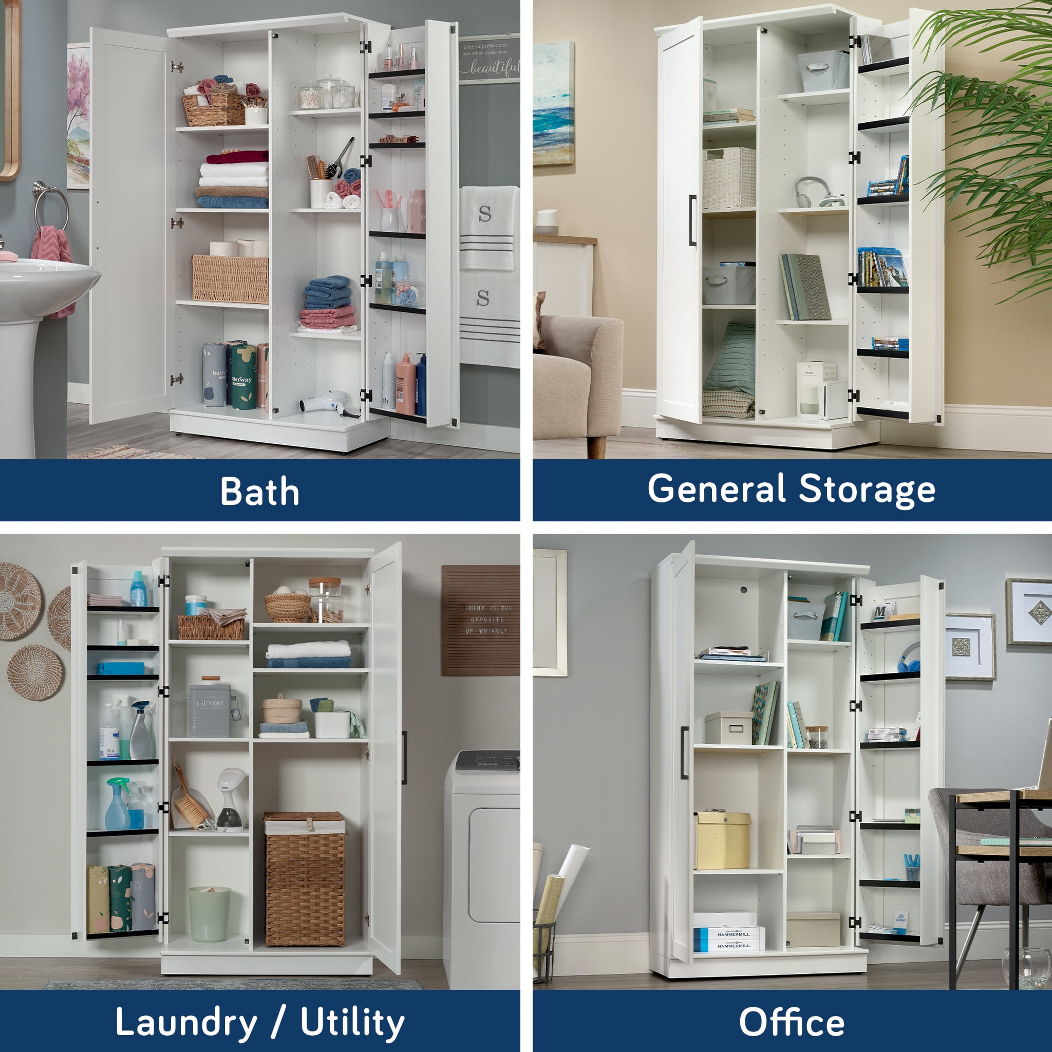 Sauder Homeplus 2-Door Engineered Wood Storage Cabinet in Soft White