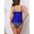 thumbnail image 3 of DARING DIVA Women's 2 Piece Leopard Colorblock Full Coverage Bikini Sets S Royal Blue, 3 of 6