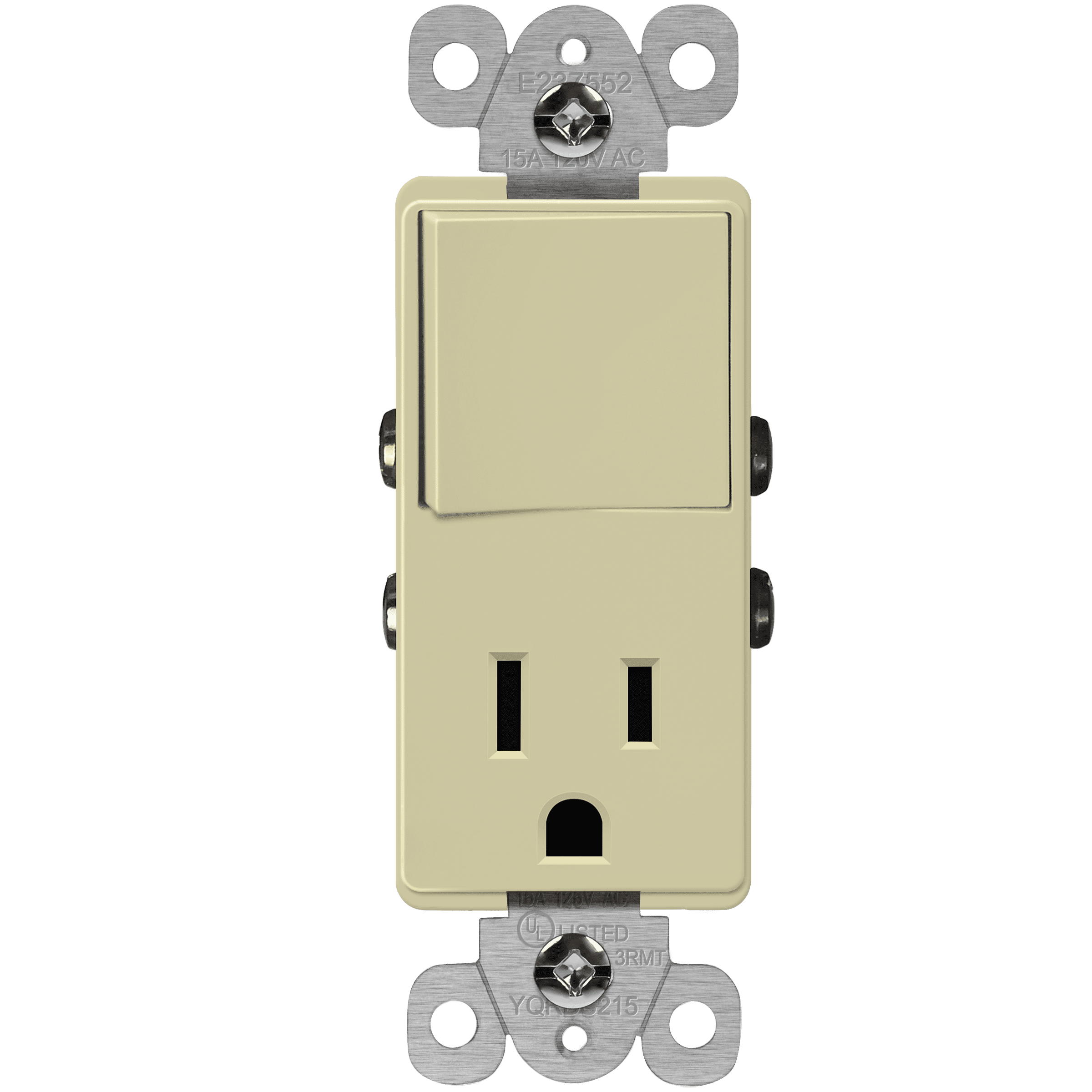ENERLITES Combination Decorator Receptacle, Residential/Commercial Grade, 15A/120V, 15A/125V Outlet, UL Listed, 68625-I, Ivory