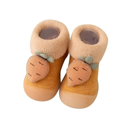 

kpoplk Baby Walking Shoes Boys Girls Animal Cartoon Socks Shoes Toddler Fleece WarmThe Floor Socks Toddler Slippers Girl(Orange)