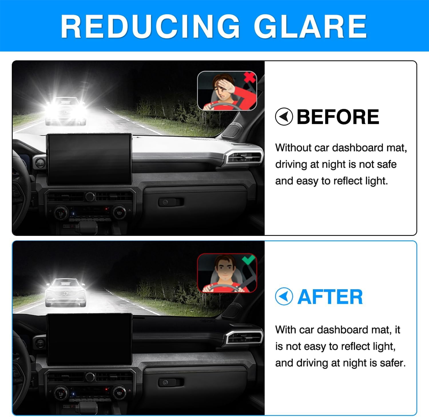 Canvcle Dashboard Cover Mat for 2024 2025 Toyota Tacoma Accessories Dash Cover Upgrade Velvet Dash Mat UV Rays Protector