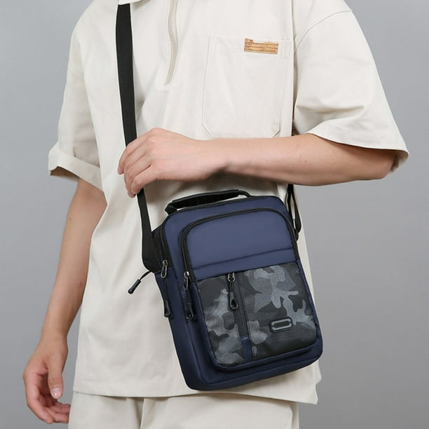Bolso de hombro camuflado de moda, gran capacidad, impermeable, multi-bolsillo, de estilo casual para cruzar, azul oscuro