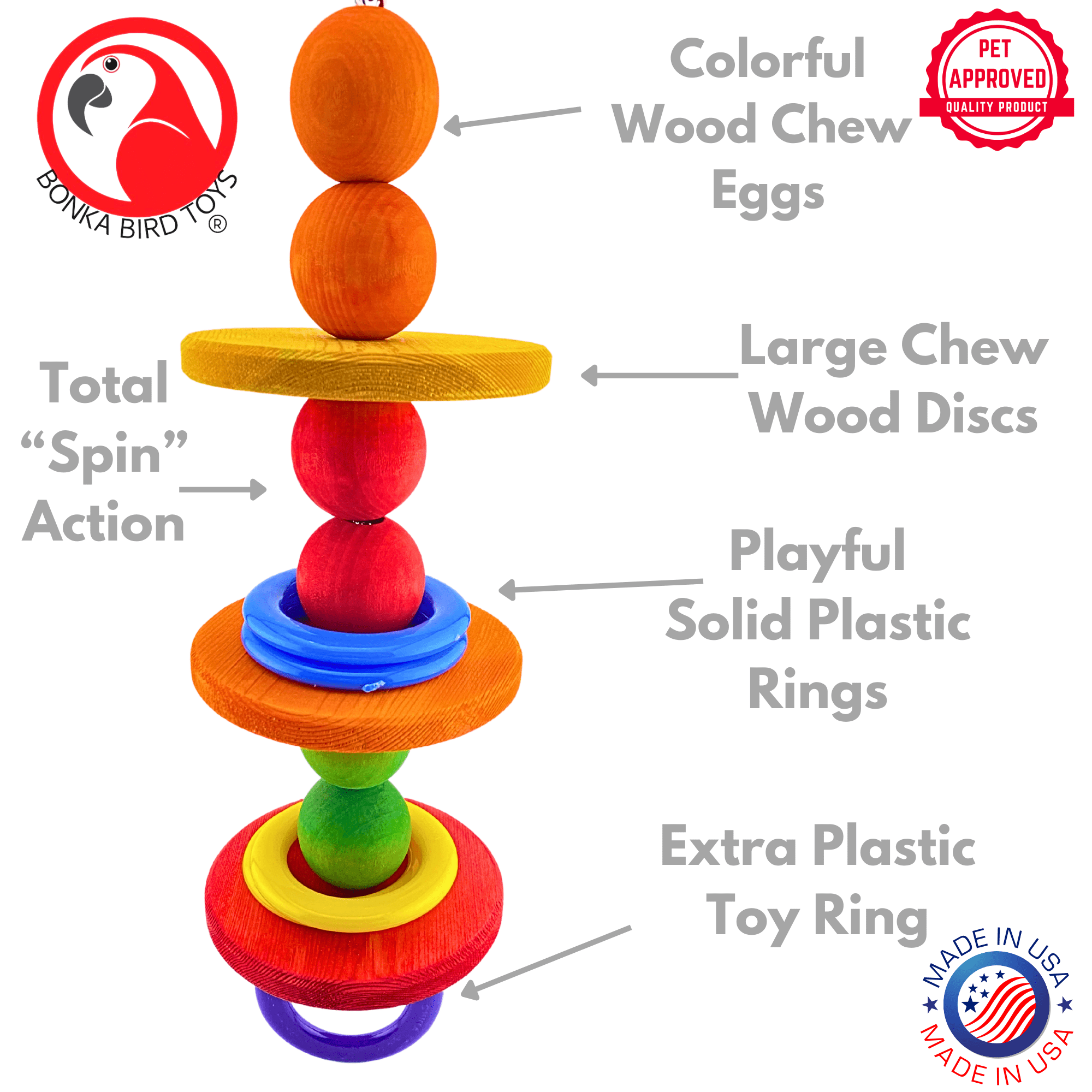 Bonka Bird Toys 3878 Disco Ball Medium Wood Plastic Puzzle Parrot Cage Toy Pet