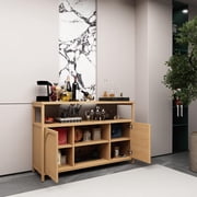 GDF Studio Bamboo Sideboard Storage Cabinet with 2 Doors and Open Shelves, Natural