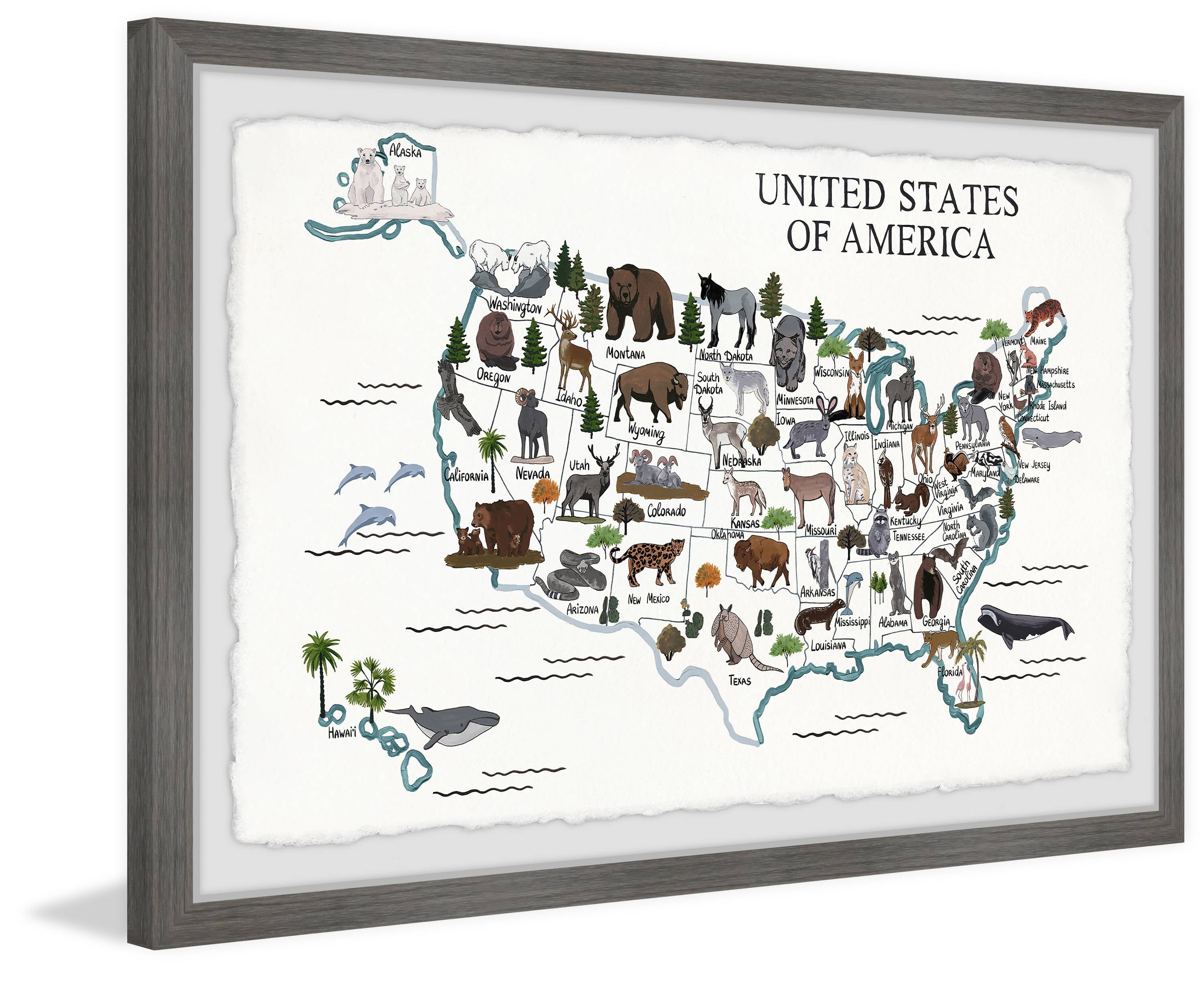 Marmont Hill US Animals Framed Wall Art