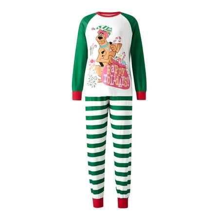 

xingqing Family Christmas Pajamas Set Dog Print Tops with Striped Pants