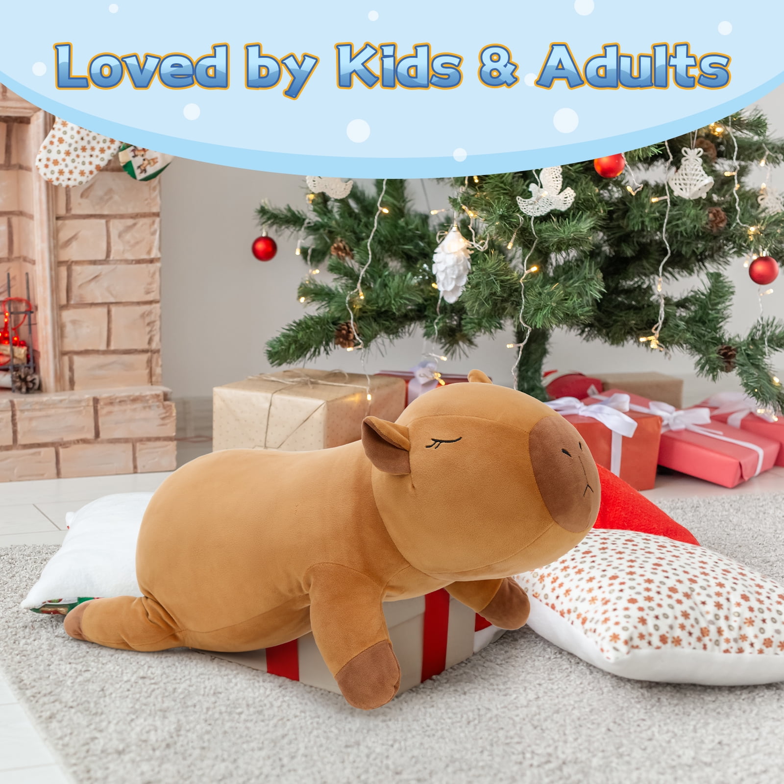 MorisMos 27.6" Weighted Capybara Stuffed Animal 2.65 Lb Giant Capybara Plush Pillow Toy