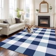 thumbnail image 3 of Navy Blue Plaid Area Rug 6x9 FT, Non Slip Living Room Throw Carpet, Spring Farmhouse Buffalo Checkered Washable Soft Large Floor Carpet Non-Shedding Rug for Bedroom Dining Room Play Room, 3 of 9