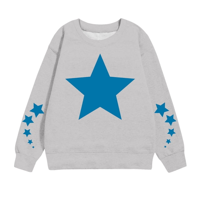 MeetoTime Sweat à Manches Longues pour Enfants Imprimé Étoile Col Rond pour Garçons Filles 1-12 Ans