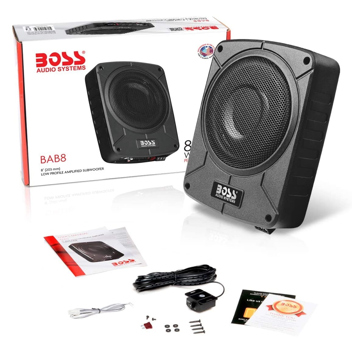 BOSS Audio BAB8 8" 800W Amplified Car Audio Subwoofer System Amp with Enclosure
