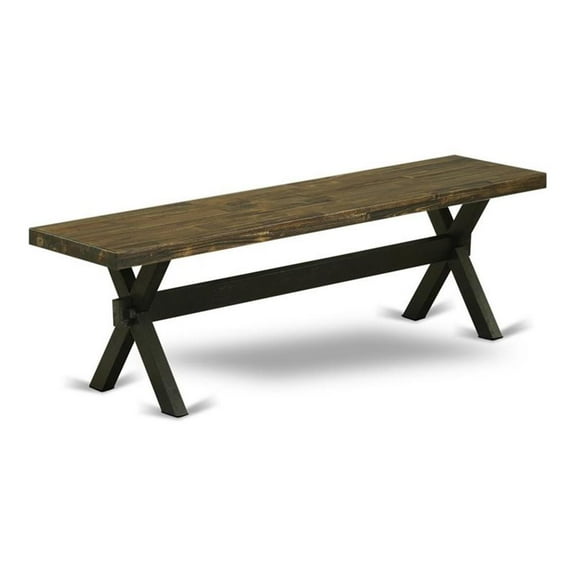 Pemberly Row X-Style 15x60" Wood Dining Bench in Black/Espresso