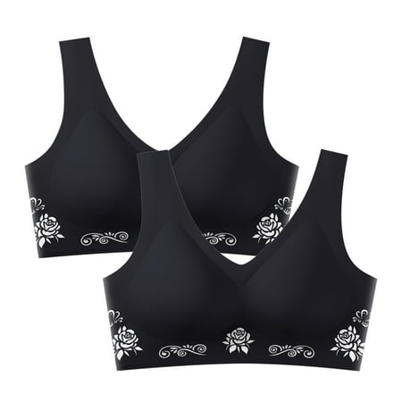 

TTSQY 2PC Women s Trackless Underwire Vest Ice Silk Back Sports Sleep Latex Bra Underwear