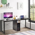 thumbnail image 5 of 2 Person Computer Desk with Cabinet and X-Shaped Frame, 5 of 6