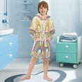 thumbnail image 5 of FORMRS Niños Bathrobe Unisex Hooded Robe Soft Plush Pajamas Sleepwear, Size 4-6T, Beige Rainbow, 5 of 7