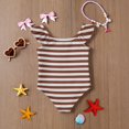 thumbnail image 6 of Abcomgle Toddler Girl Swimsuit 5t Striped One Piece Girls Swimsuit Ruffled Stretchy Swimwear for Girls, 6 of 7