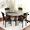 Gray, variant on Lamerge Round Dining Table Set for 4,Wood Round Kitchen Table and Chairs Set for 4,Modern Dining Room Table Set with 4 Faux Leather Chairs,Round Dinner Table for Small Space,Brown
