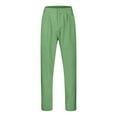 thumbnail image 3 of Men’s Solid Casual Pocket Front Pocket Fold Wide Leg Pants Elastic Waist Belt Loose Pants, 3 of 4