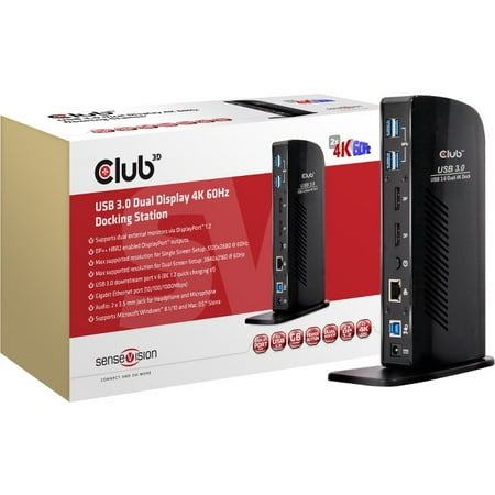 Club 3D USB 3.0 Dual DisplayPort 4K Monitor Universal Laptop Docking (Best Usb Docking Station Dual Monitor)
