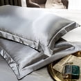 thumbnail image 1 of Nvzi 4 fundas de almohada de seda de doble cara. Suaves y agradables para la piel, con un tacto sedoso que le da a la piel un abrazo lujoso. 18,9 x 29,13 pulgadas (gris)., 1 of 5