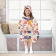 thumbnail image 7 of FORMRS Wearable Blanket Hoodie with Sleeves for Kids Cozy Flannel Sweatshirt, Purple Retro Flower, 7 of 7