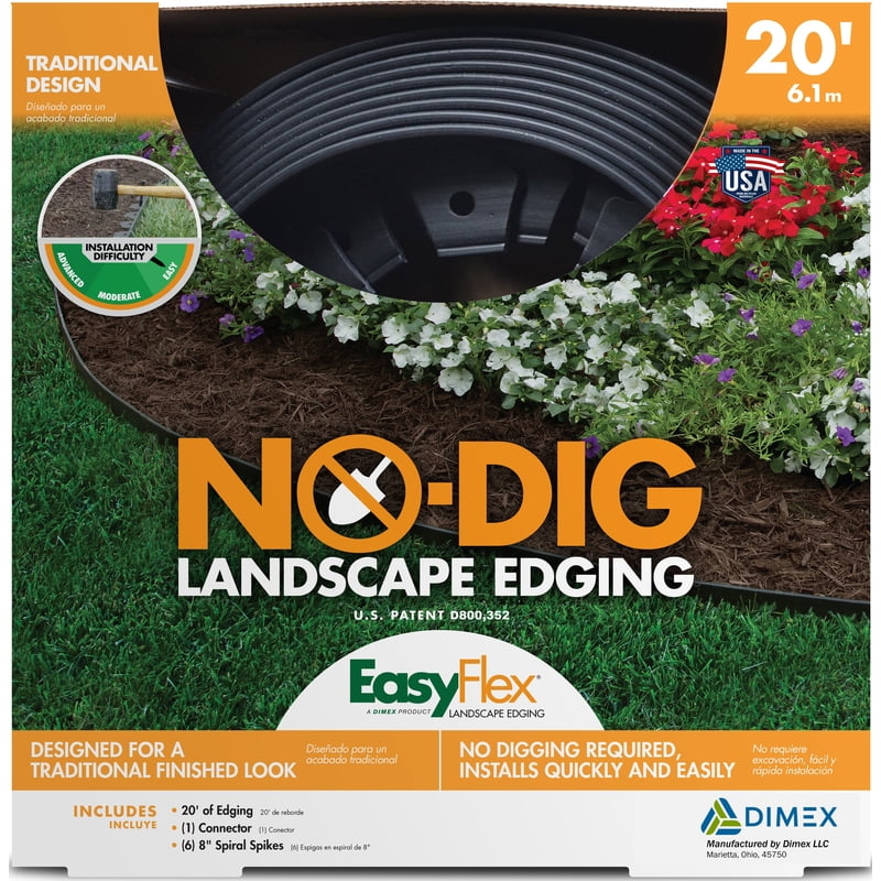 Ecoborder 24Ft No Dig Landscape Edging Black Landscaping Garden Lawn Edging Care 