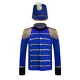 thumbnail image 1 of YUUMIN Boys Circus Drummer Trumpet Tassels Jacket Coat with Hat Ringmaster Outfit for Performance Royal Blue 4, 1 of 7