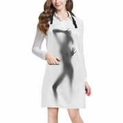 ASHLEIGH Funny Beauty Woman Silhouette Shadow Chef Aprons Professional Kitchen Chef Bib Apron with Pockets Adjustable Neck Strap