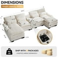 thumbnail image 2 of 125'' U Shaped Cloud Modular Sectional Sofa with Chaise Lounges, Chenille Upholstered Comfy Couch with Storage Console, USB Charging Ports & Cup Holders, Modern Deep Seat Sofa for Living Room, Beige, 2 of 7