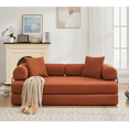 thumbnail image 3 of [NEW ARRIVED] [VIDEO PROVIDED] 78.5" Folding Convertible Out Sleeper Sofa Bed,4-in-1 DIY Combination Convertible Sofa, 3 seat, Folding Sleeper Sofa, King Size , Bedroom,Apartment,Corduroy,Orange, 3 of 4