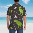 thumbnail image 4 of Bingfone Men's Short Sleeve Button Down Shirts Hawaiian Dinosaur Skeleton Printed Beach Shirt, 4 of 7