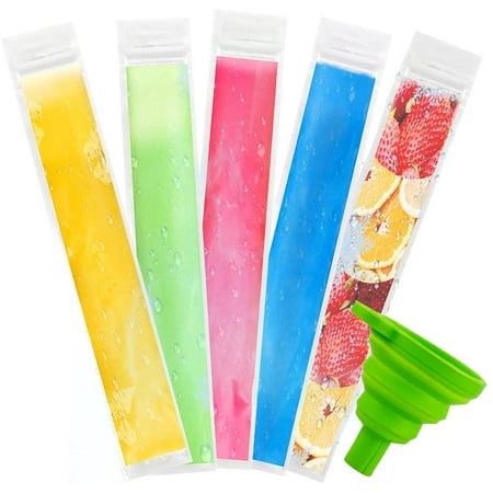 60 Pack Ice Pop Mold Bags & Funnel Disposable Ice Mold Bags For Freeze 