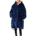 thumbnail image 1 of Bodychum Blanket Hoodie Oversized Wearable Blanket Fleece Sweatshirt Deep Pockets with Front Zipper Blue, 1 of 6