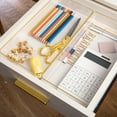 thumbnail image 3 of Martha Stewart Kerry 3 Pack Plastic Stackable Office Desk Drawer Organizers with Gold Trim, 12" x 6", 3 of 10