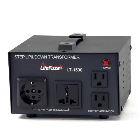 Varistor Circuit Protection - LiteFuze LT-1500 1500 Watt Voltage Converter Transformer - Step Up/Down - 110V/220V - Circuit Breaker Protection