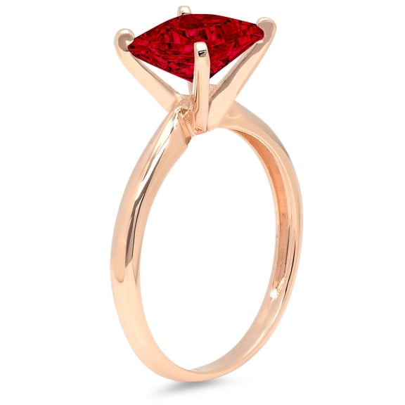 3 ct Princess Cut Natural Garnet Solitaire Engagement Ring for Women in 18K Rose Gold