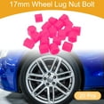 thumbnail image 2 of Unique Bargains 20 Pcs Wheel Lug Nut Bolt Cap Cover Protection Silicone Fluorescent Pink, 2 of 7