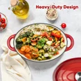 thumbnail image 4 of 4.5 QT Enameled Cast Iron Oval Dutch Oven Nonstick Soup Pot with Self-Basting Lid Heat Resistant 500°F for All Stovetops Induction Gas Grill, Oven & Refrigerator Safe, 4 of 6