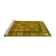 thumbnail image 2 of Ahgly Company Machine Washable Indoor Round Abstract Yellow Modern Area Rugs, 5' Round, 2 of 4