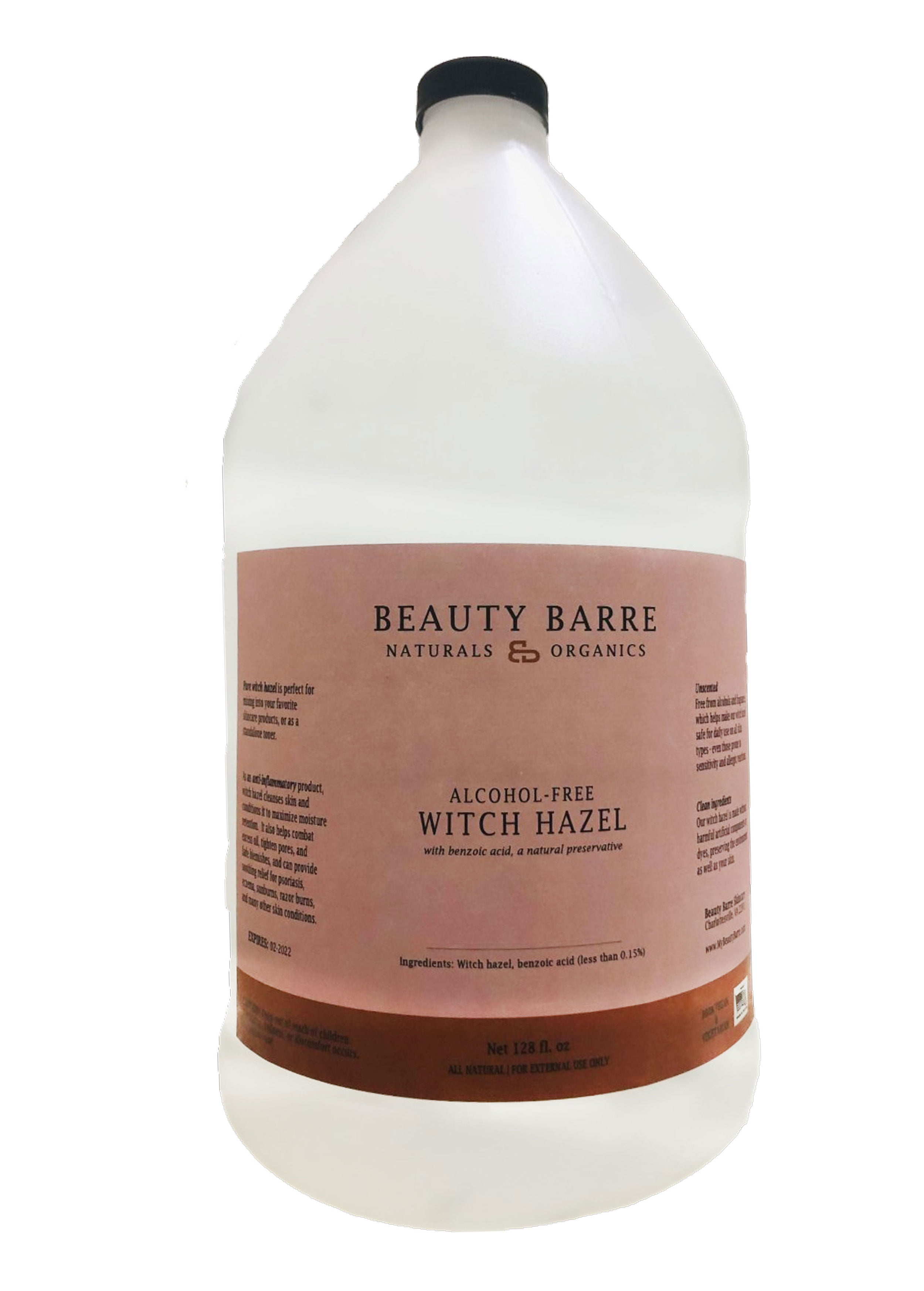 Organic Alcohol Free Pure Witch Hazel (128 ounces - Gallon - bulk unscented astringent toner)