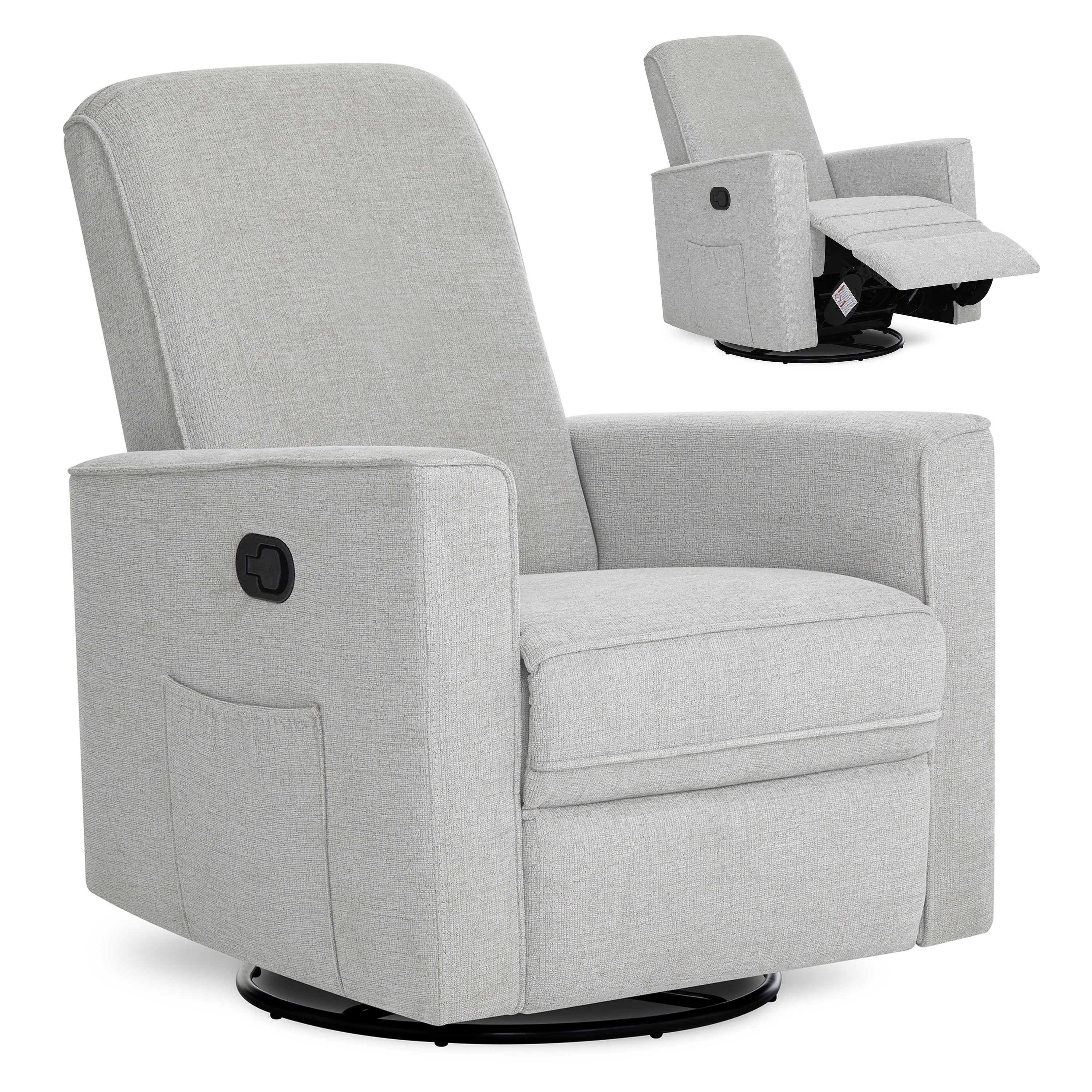 Evolur Raleigh Basic Glider |Recliner| Rocker, Soft Pebble