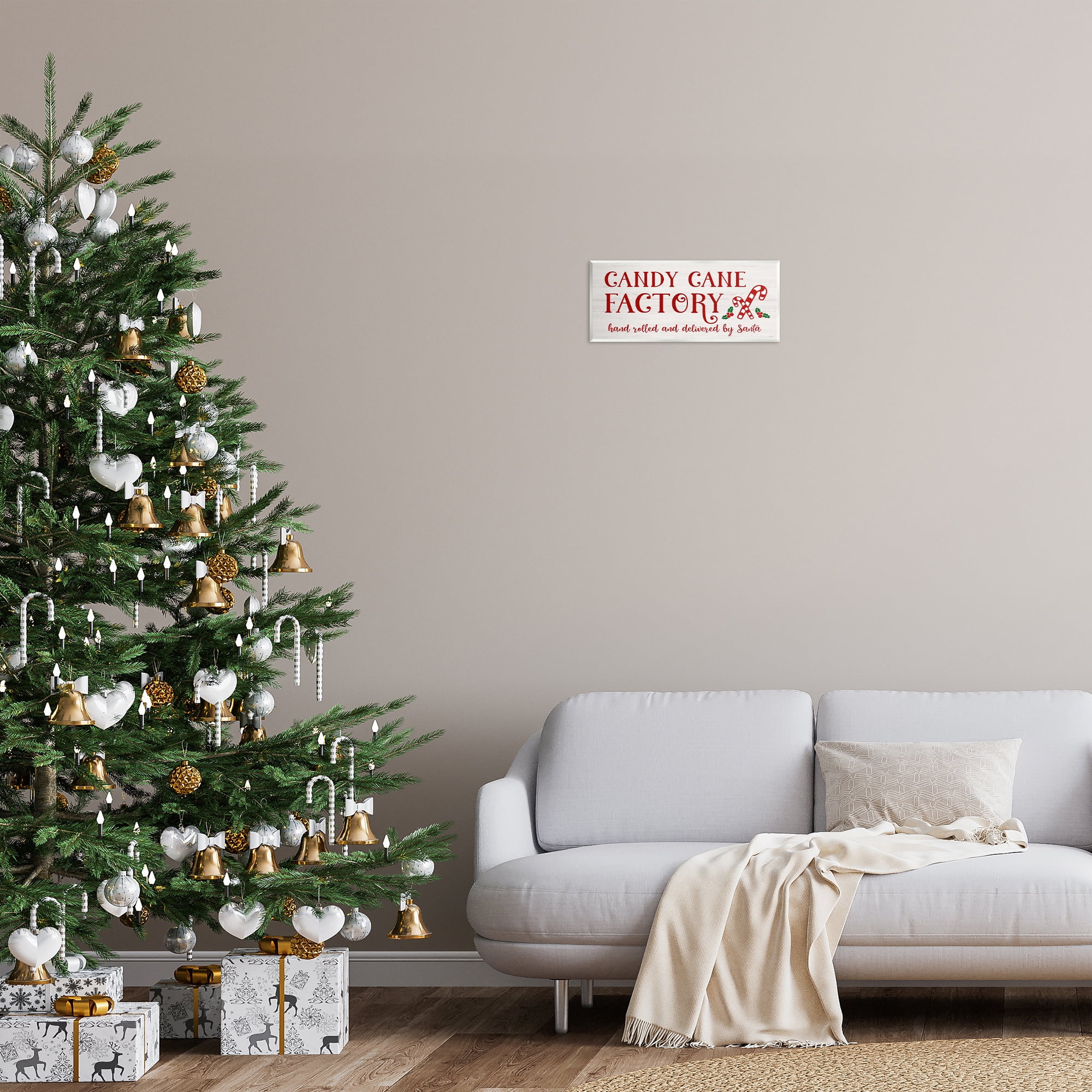Stupell Industries Candy Cane Factory Holiday Painting Unframed Art Prints Wall Art, 17 x 7