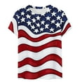 thumbnail image 4 of Camisetas Casuales de las Mujeres Estampadas Cuello Tripulado Manga Corta Superior, Ligera Mezcla de Poliéster Blusa de Moda, 4 of 4
