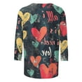 thumbnail image 4 of QQAMB Women Love Heart Valentines Day Tops 3/4 Sleeve Shirts Blouses Funny Cute Graphic T-Shirt Casual Clothing Outfit Navy 4XL, 4 of 5