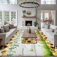 thumbnail image 4 of Spring Sunflowers Area Rugs Collection 5'x7', Country Bicycles Yellow Flowers Wooden Non Slip Indoor Rectangle Throw Runner Rug Floor Mat Carpet for Living Room Dining Table Bedroom Nursery, 4 of 9